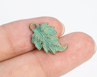 20 Leaf Charm Green Patina Tone (66624-3384) - Etsy
