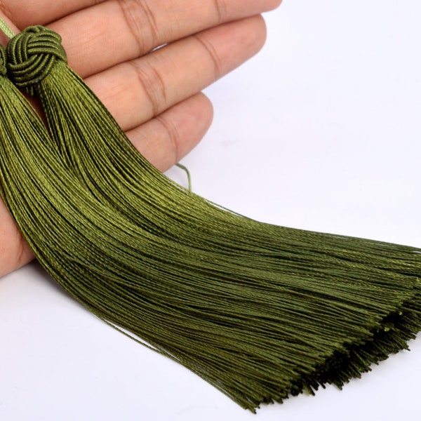 2 Tassels 5.9" / 15cm Polyester Mala Tassel Moss Green Color  (60860-041)