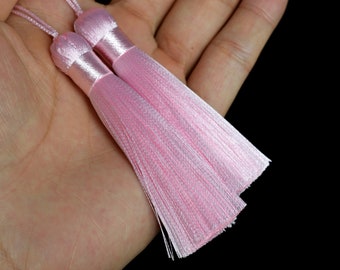 2 Tassels 3.14" / 8cm Artificial Silk Mala Tassel Light Pink Color (60727-011)