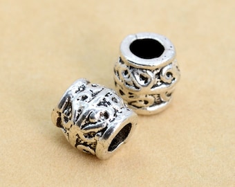 20 pcs 8x8mm Tube Spacer Beads Antique Silver Tone (62729-2290)