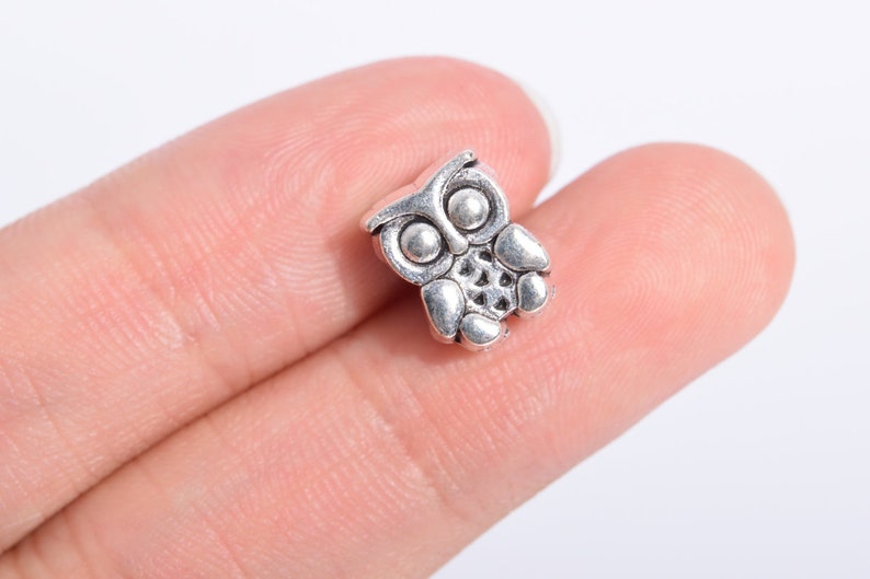 10 pcs 11x9mm Owl Spacer Beads Antique Silver Tone 64541-2539 image 1