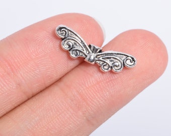 15 pcs 22x6mm Wings Spacer Beads Antique Silver Tone (64496-2537)