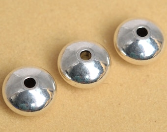 20 Spacer Beads 7 mm Rondell Messing Beads silberfarben (64731-2489)