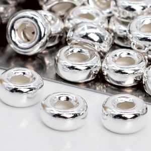 10 Rondelle Spacer Beads 925 Sterling Silver 6x3mm (63938-2131)
