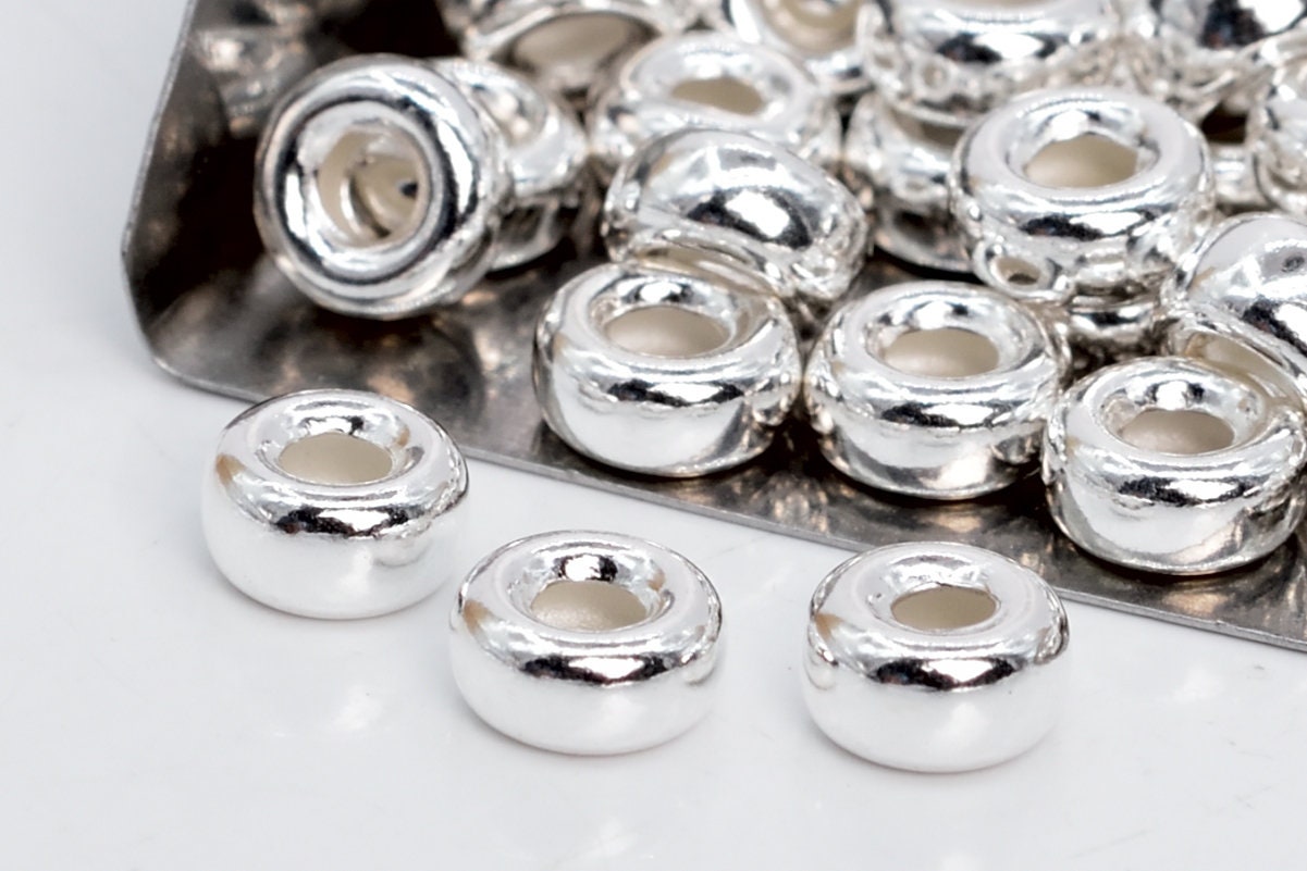 10 Rondelle Spacer Beads 925 Sterling Silver 6x3mm (63938-2131)