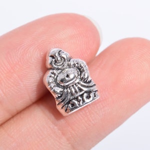 20 pcs 14x10mm Buddha Spacer Beads Antique Silver Tone 64572-2540)