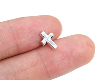 5 Cross Spacer Beads 925 Sterling Silver 9x6mm  (64016-2186)