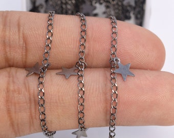 1 FT Star Slice Cable Chain Black Tone Brass Chains (30030-S43)