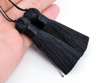 4 Tassels 2.1" / 5 cm Kunstseide Mala Quaste Schwarz (64101-2463)