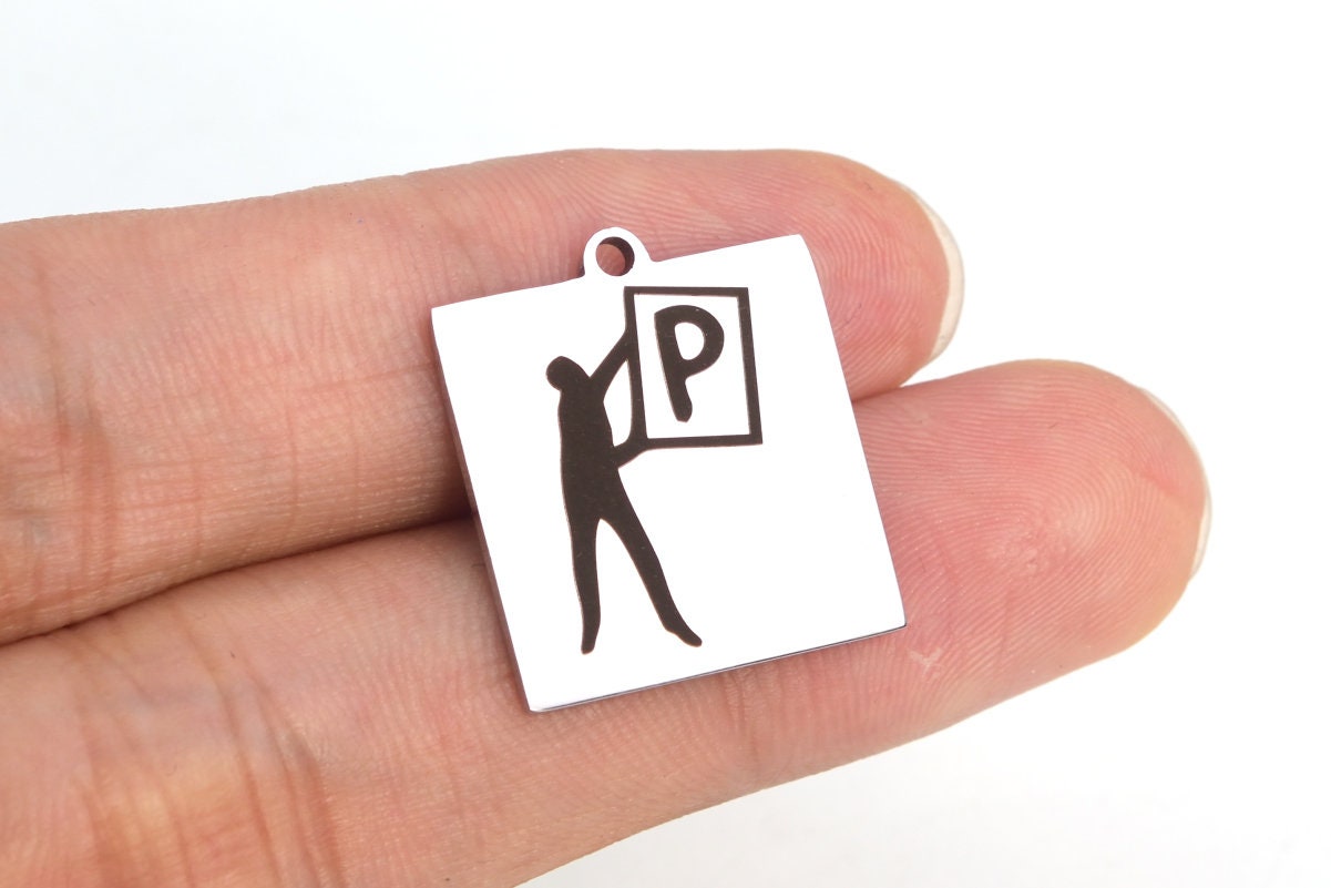 1 Pcs Stainless Steel Alphabet Letter P Square Charm (40647