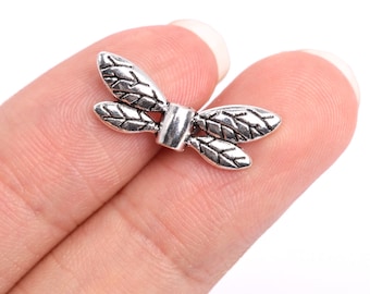 10 pcs 21x7mm Wings Spacer Beads Antique Silver Tone (63711-2412)
