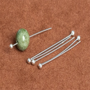 30x2x0.5MM Sterling Silver Head Pin Ball End 10 Pcs Solid Silver (64772-2172)