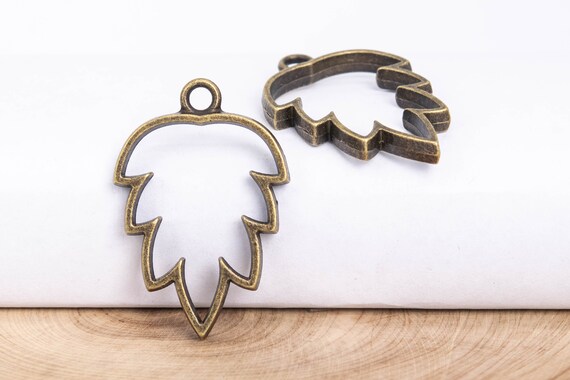 20 Pcs Vintage Style Antiqued Leaf Metal Bead Charms - Bronze Color - Wholesale Lot Craft Findings