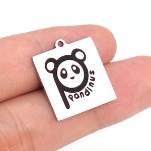 1 unids acero inoxidable dibujos animados Panda encanto cuadrado (40602-2149)