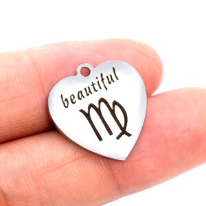 1 pcs Stainless Steel Beautiful & Virgo Symbol Heart Charm  (40252-2125)