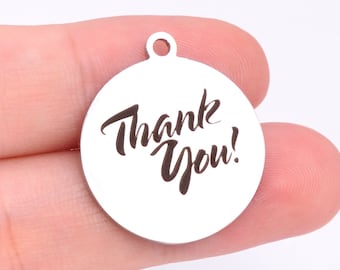 1 pcs Stainless Steel Thank You Round Charm (40920-2165)