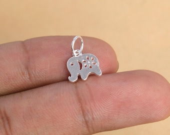 1 Pcs 10x9MM Sterling Silver Elephant Charm(61470-2098)