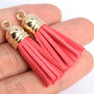 4 Quasten 1.35&quot; / 3 cm Suede Tassel Mala Mini Tassel Wassermelone Rot (60890-053)