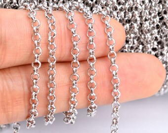 Cadena Rolo de 1 yarda en tono plateado, cadenas de latón de 3 mm (60981-S4)