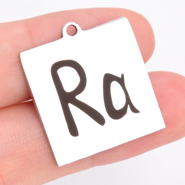 1 pcs Stainless Steel Chemical Element Radium (Ra) Square Charm  (40794-2158)