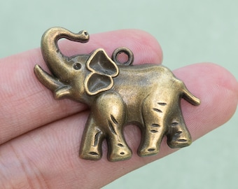 20 Elephant Charm Antique Bronze Tone  (110053-918)