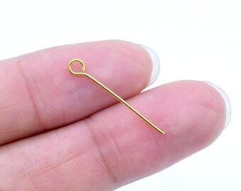 100 Eye Pin 24mm Brass Head Pin Gold Tone  (61925-2202)