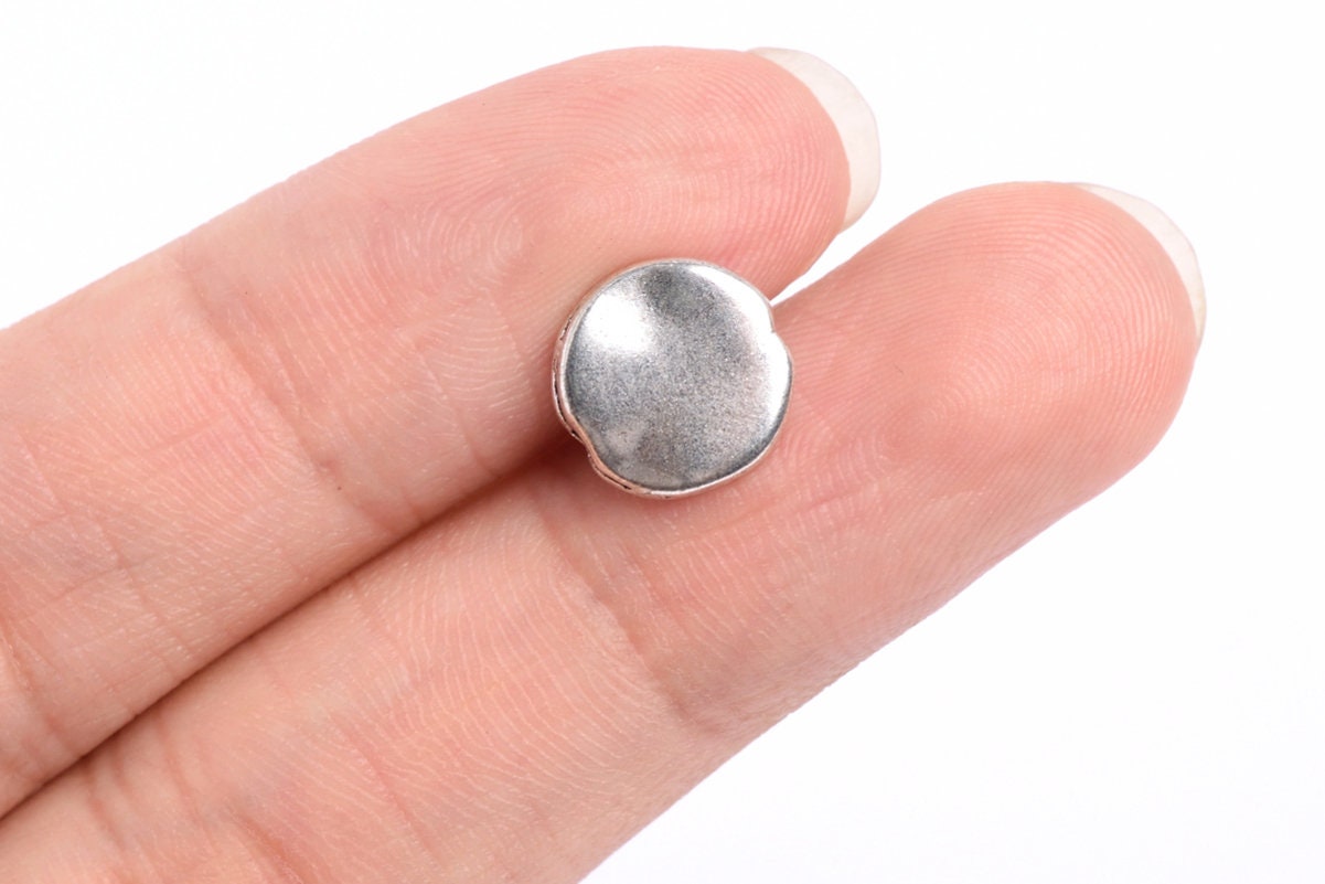 Perle Distanziali In Metallo Argento, Forma A Lente 11mm Spazzolate, 8 Pezzi Per Bigiotteria Fai Da Te