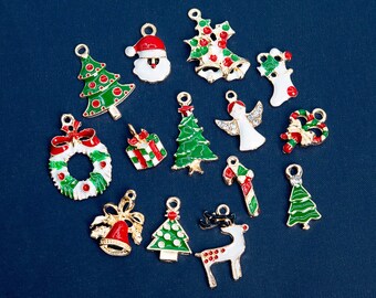 Collection 19 Enamel Charms Christmas Theme Gold Tone  (65639-3298)