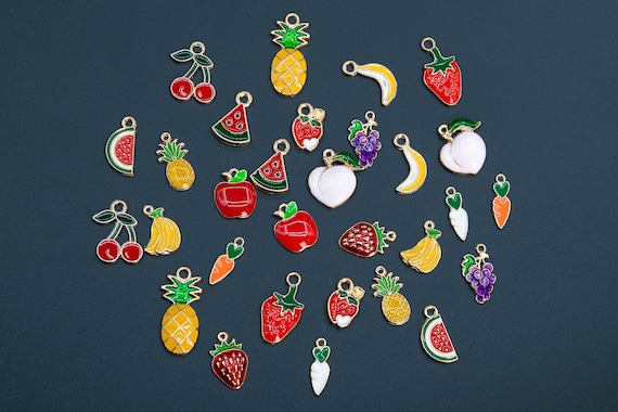 Collection 15 Enamel Charms Fruit Theme Gold Tone  (65455-3286)