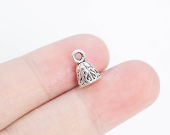 20 Bell Charm Double Side Antique Silver Tone  (66167-226)