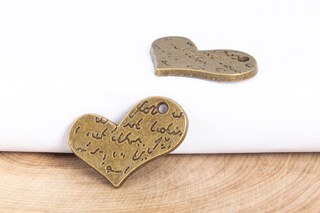 20 Ciondoli A Cuore In Bronzo Antico, Hand-made, 8x9 Mm, Foro 1,5 Mm, Per Gioielli Fai Da Te, Vintage