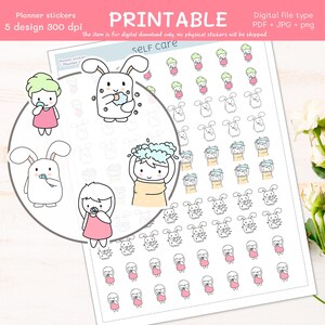 morning self care  Printable Planner Stickers,Doodle Stickers, Bullet Journal Stickers,thepapapanda,digital sticker
