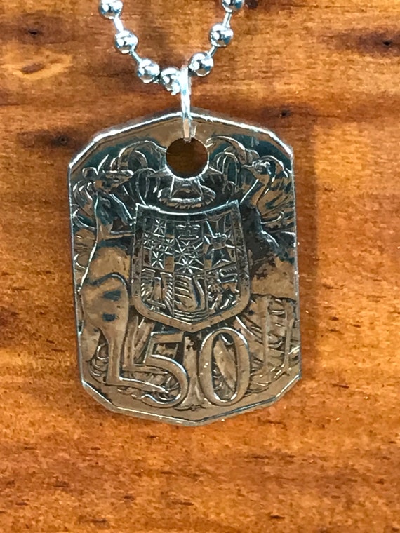 Australia 50 Cent Dog Tag Style Pendant 