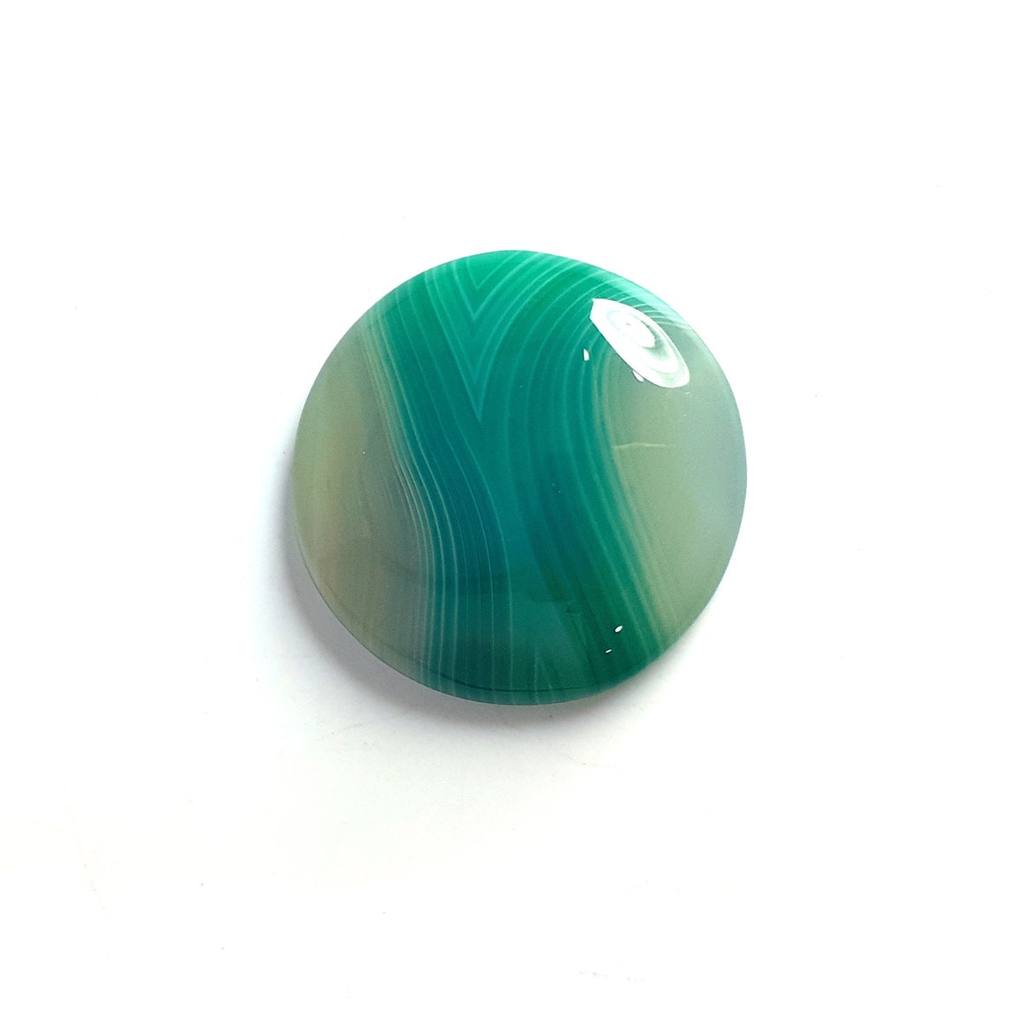 27 mm Natural Green Banded Agate Designer Round Agate Etsy