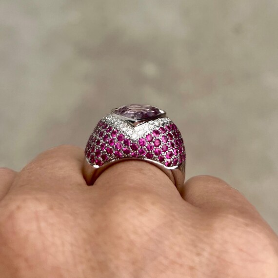 Spectacular kunzite statement ring with diamonds … - image 7