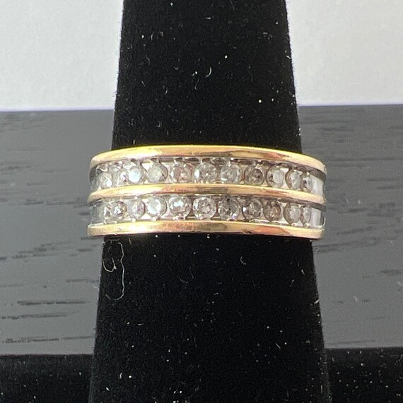 Double diamond half eternity band in 14k yellow gold - Gem