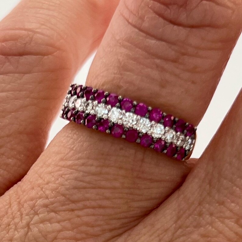 Ruby and Diamond Half Eternity Band in 14k Yellow Gold - Etsy