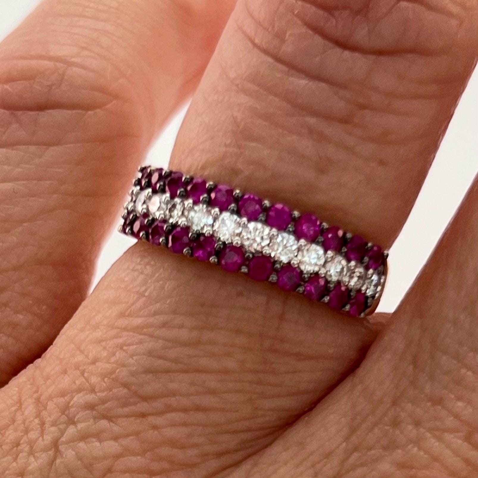 Ruby and Diamond Half Eternity Band in 14k Yellow Gold - Etsy