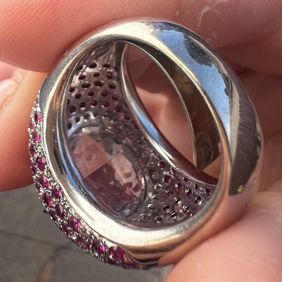 Spectacular kunzite statement ring with diamonds … - image 9