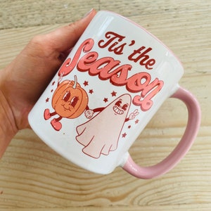 Halloween Mug, Spooky, Pumpkin, Ghost, Mug, Spooky Gift, Halloween Gift, Retro Cartoon, Emo, Fall Vibes, Autumnal, Tea, Coffee, Seasonal