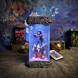 Battle Angel artisan resin lamp, cartoon character handmade resin lamp, cool girl artisan lamp, idea gift for your children, cyberpunk style