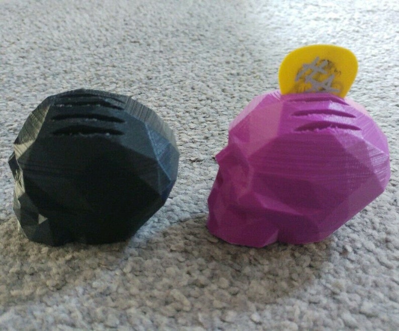 Skull Shape Guitar Plectrum Holder Pleck Pluck Holder x 2 Pick Your Colour image 2