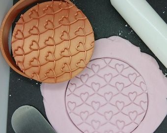 Heart Pattern Circular Cookie Cutter 3D Printed Biscuit Stamp Fondant Icing Cake