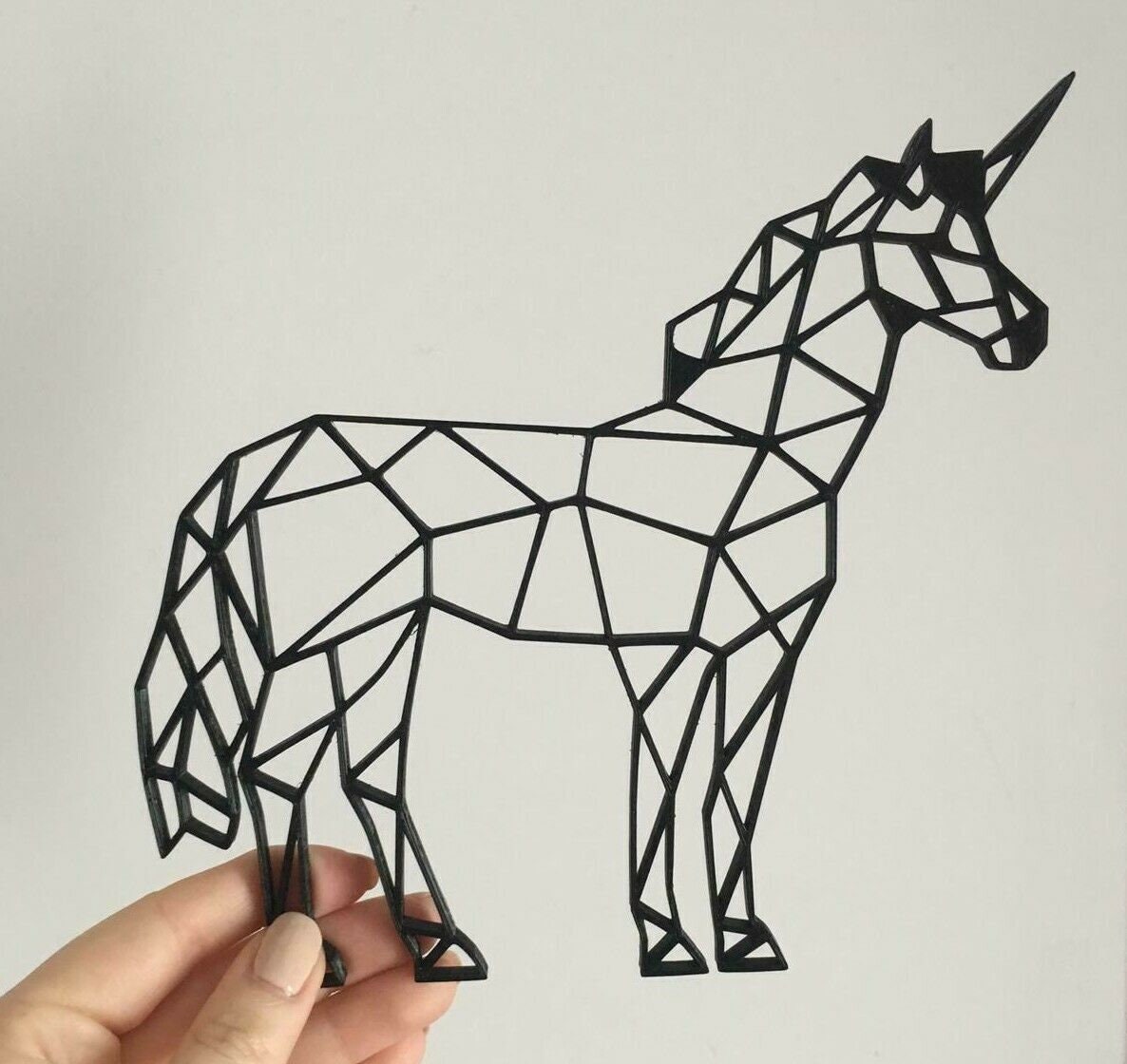 Geometric Unicorn Side Wall Art Hanging Decoration Origami Etsy