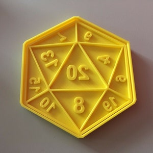 3D Printed Cookie Dough Cutter Biscuit Stamp D20 dice - Dungeons and Dragons