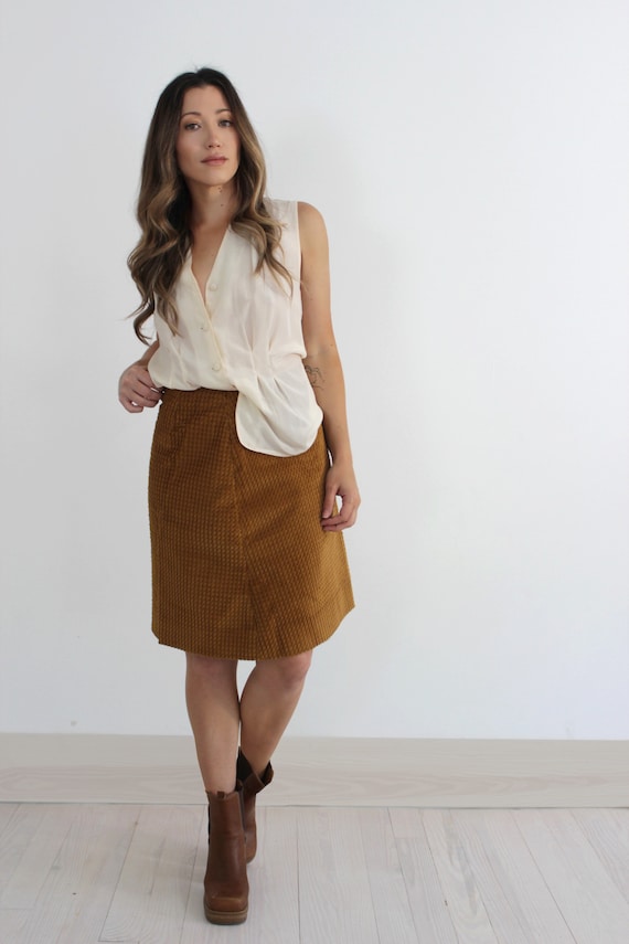 Golden Corduroy Skirt