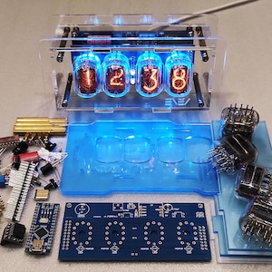 KIT Nixie clock with IN-12 tubes & clear enclosure * easy soldering and assembling