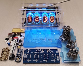 KIT Nixie clock with IN-12 tubes & clear enclosure * easy soldering and assembling