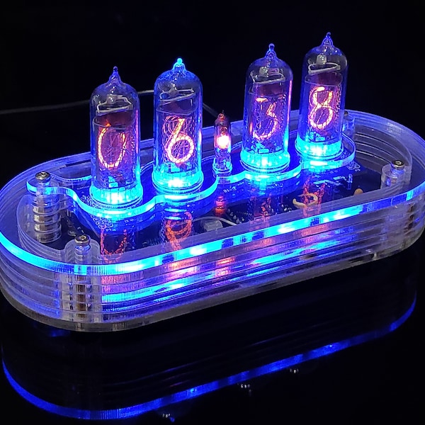 Nixie tube clock with vintage IN-14 tubes and full color backlight * Best Gift Idea