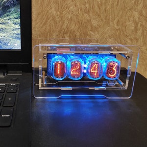 KIT Nixie clock * IN-12 tubes & clear enclosure * great for soldering practice * unique gift